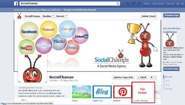 Facebook Custom Tab on SocialChamps