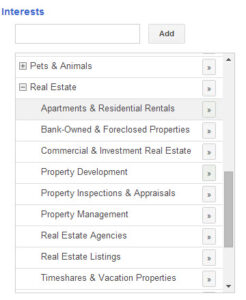 Interests and keywords targeting in GSP