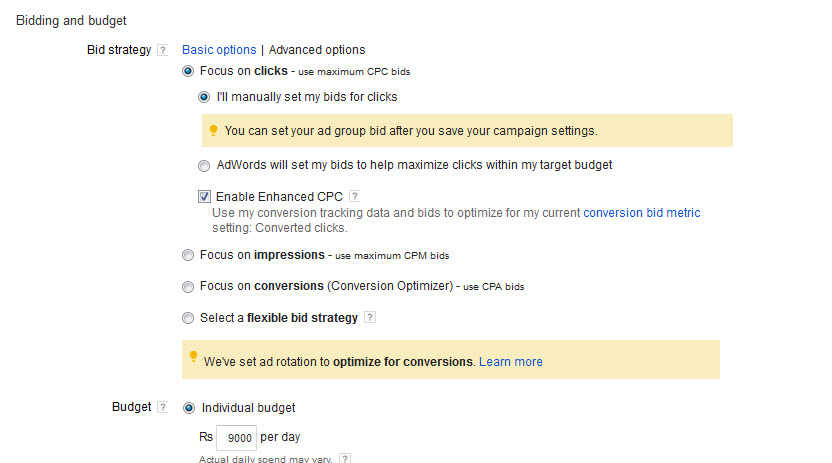 Set your bidding strategy for gmail ads