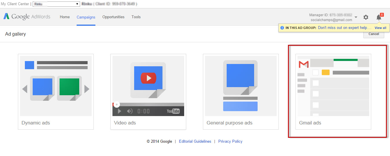 Ad types in gmail